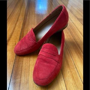 Unstructured by Clarks UK Red Suede loafer US Size 9.5 M, UK Size 7 D.
